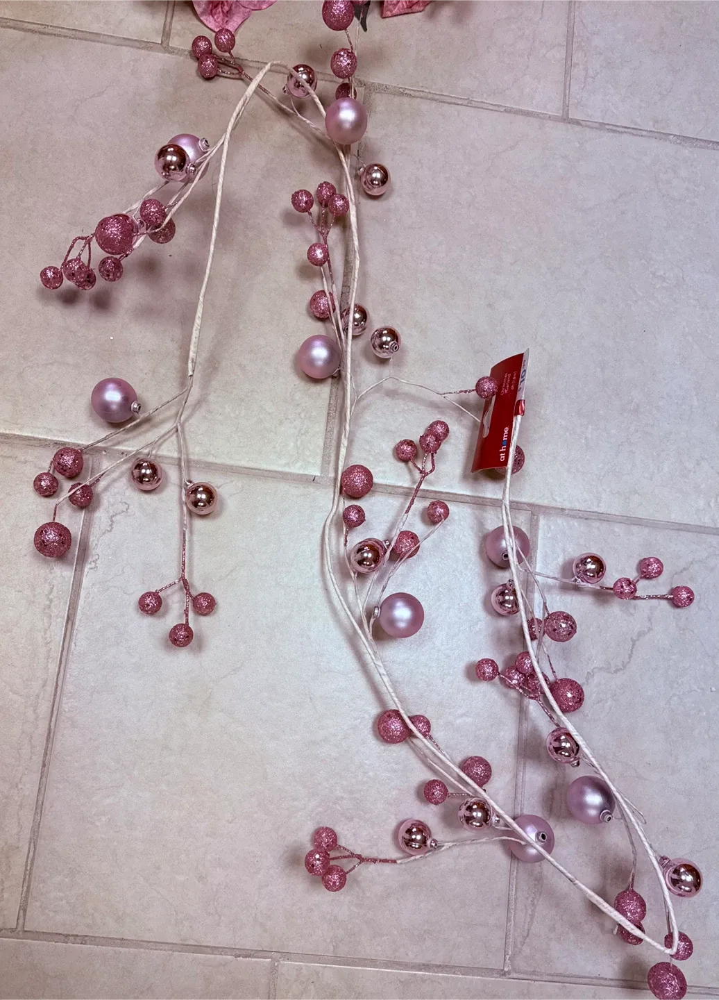 Pink Christmas Ornaments and Floral Garland image indicator(6)