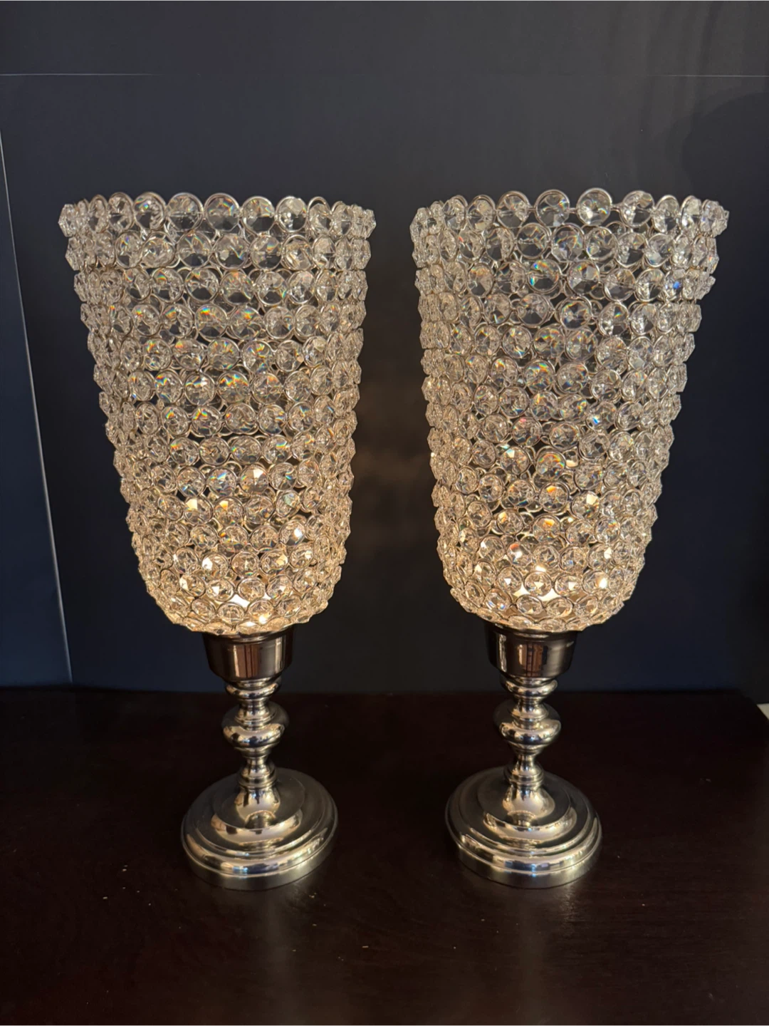 Crystal Beaded Candle Holders - Set of 2