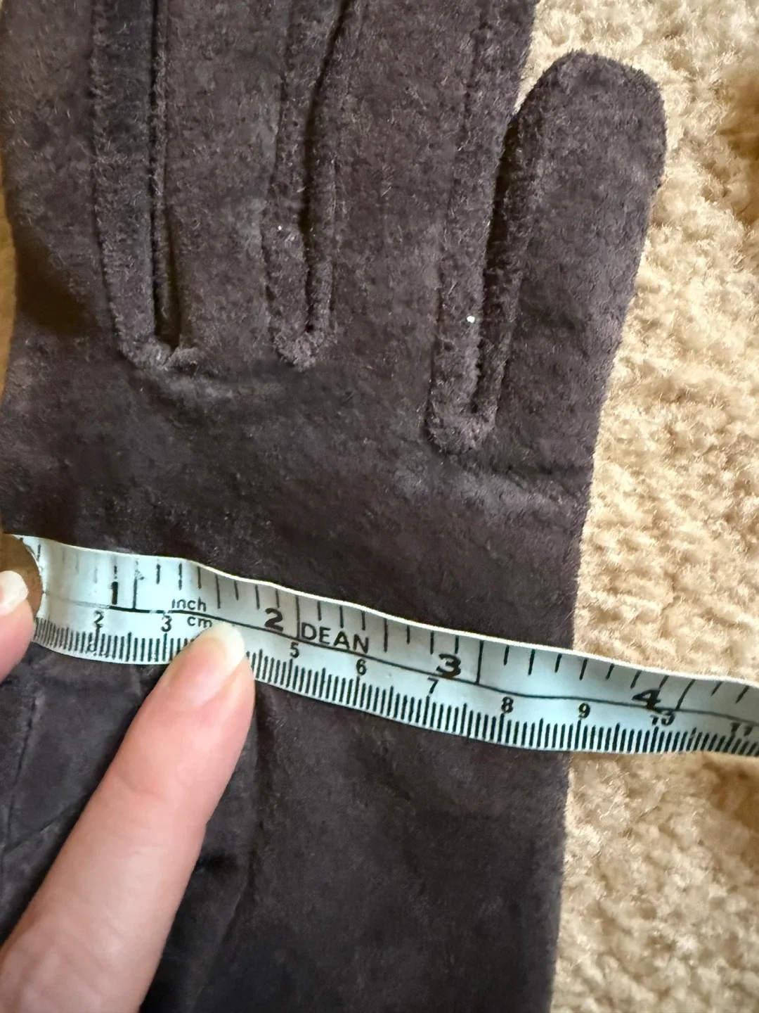 Brown Suede Gloves with Fur Trim image indicator(9)