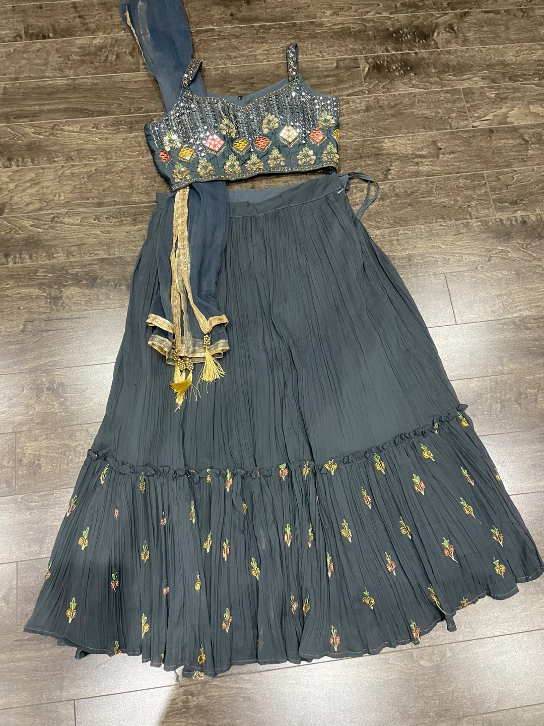 Grey Indian Lehenga Choli Set