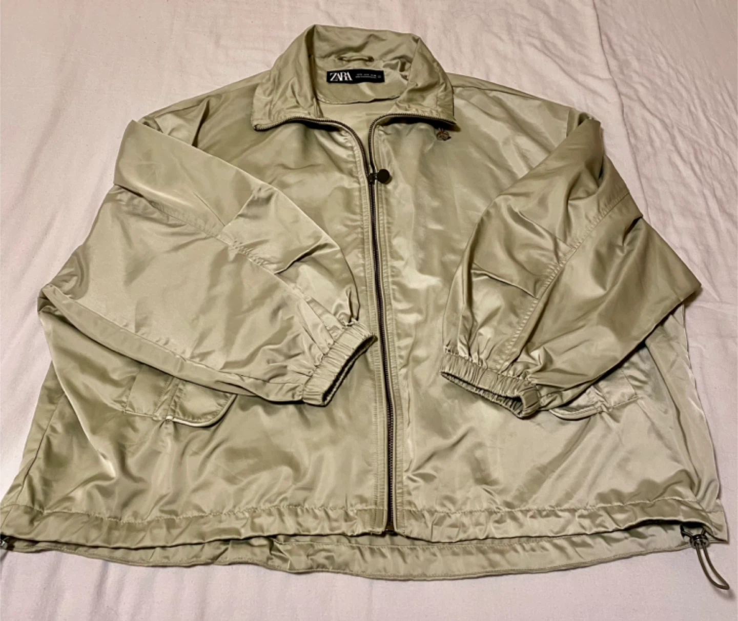 Zara Olive Jacket Size S (Packable Attached Backpack)