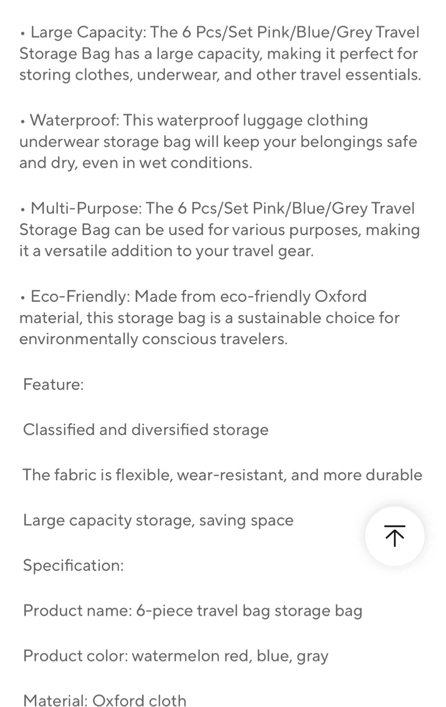 6-Piece Travel Bag Storage Set - Blue - photo 3