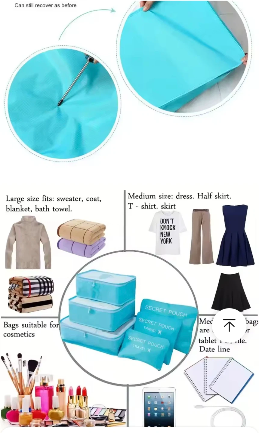 6-Piece Travel Bag Storage Set - Blue - photo 5