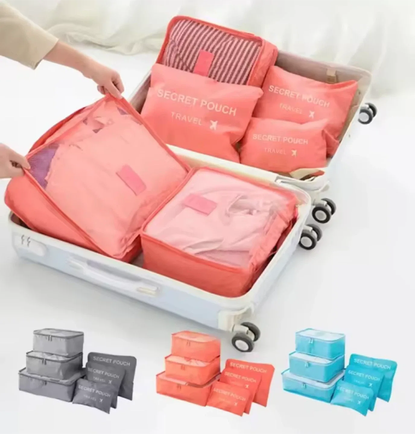 6-Piece Travel Bag Storage Set - Blue