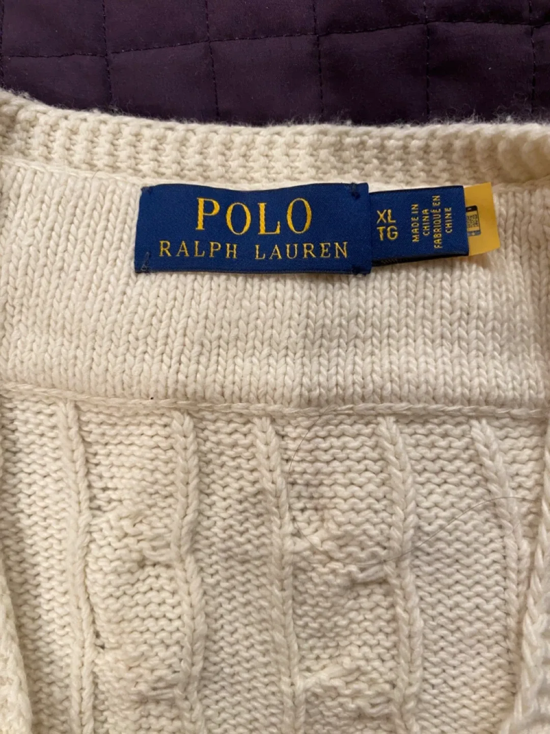 Polo Ralph Lauren Cream Cable Knit Sweater - XL
