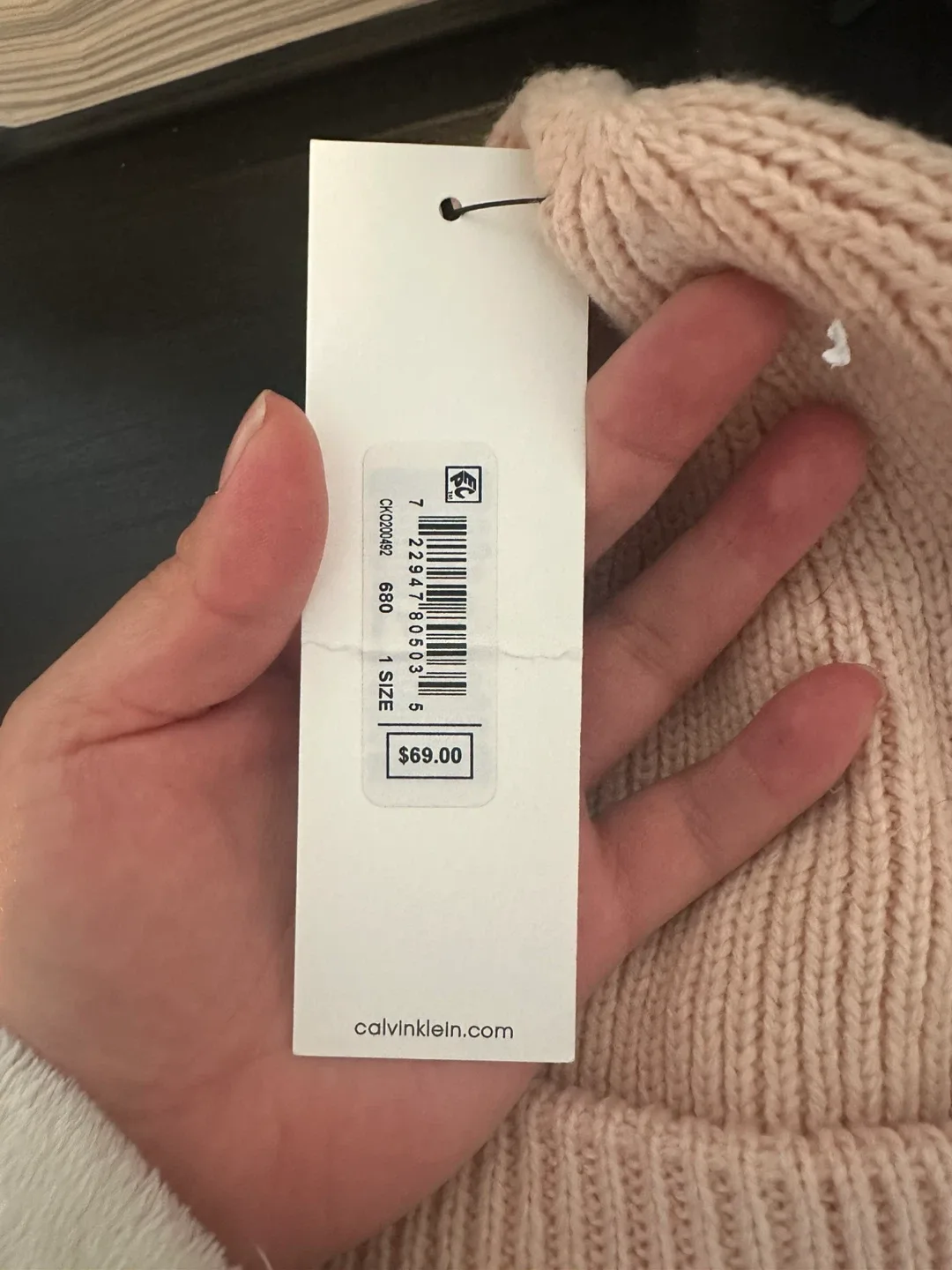 Calvin Klein Pink Knit Beanie image indicator(4)