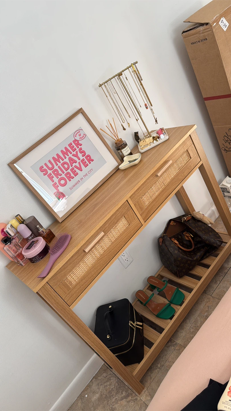 Console Table with Rattan Drawers - photo 2