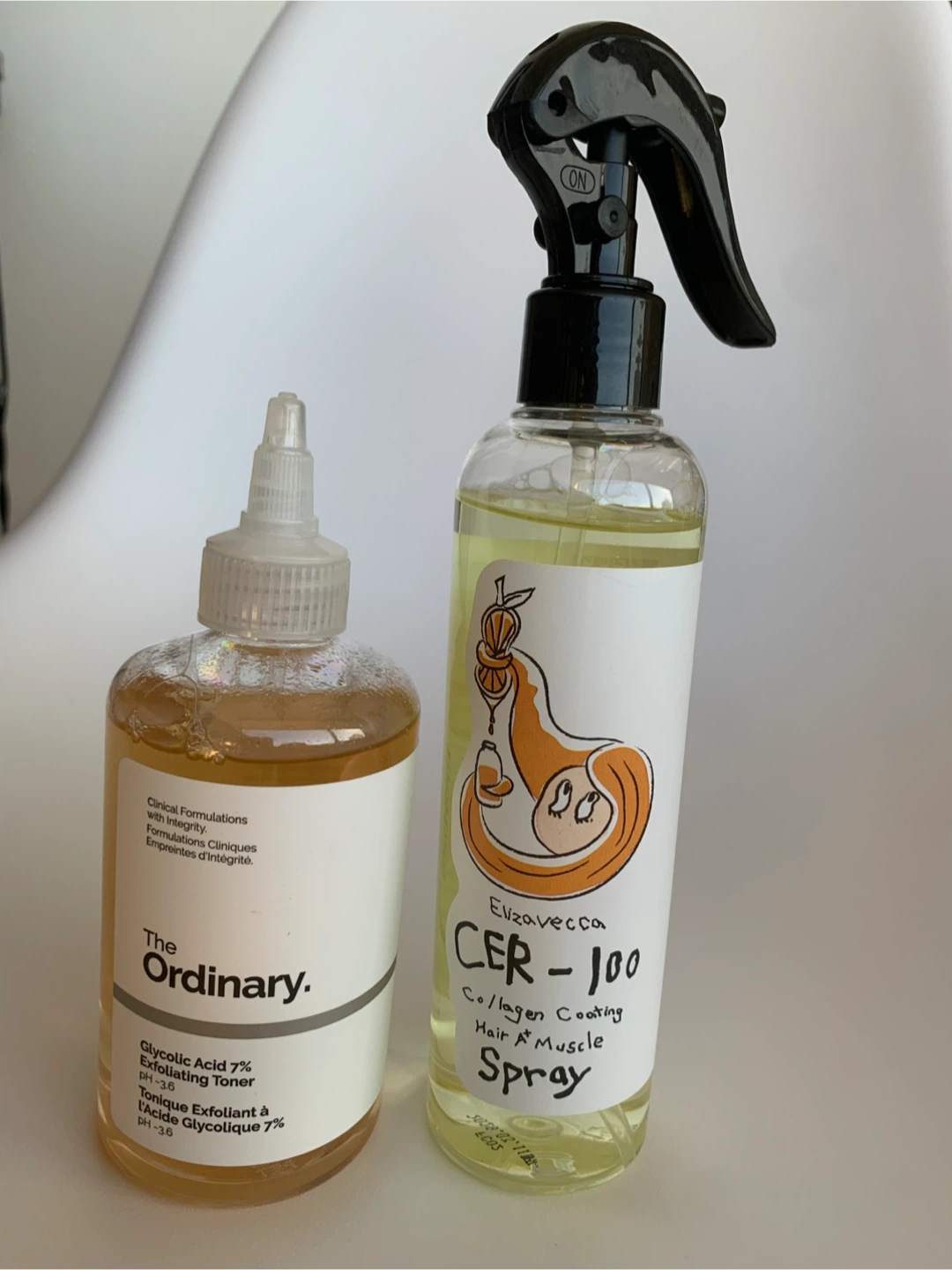 The Ordinary Glycolic Acid 7% Toner& Elizavecca hair spray