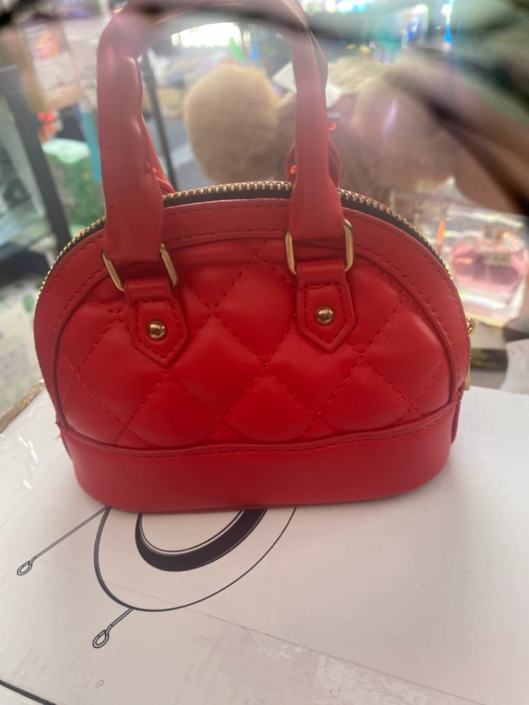 Red Quilted Dome Handbag