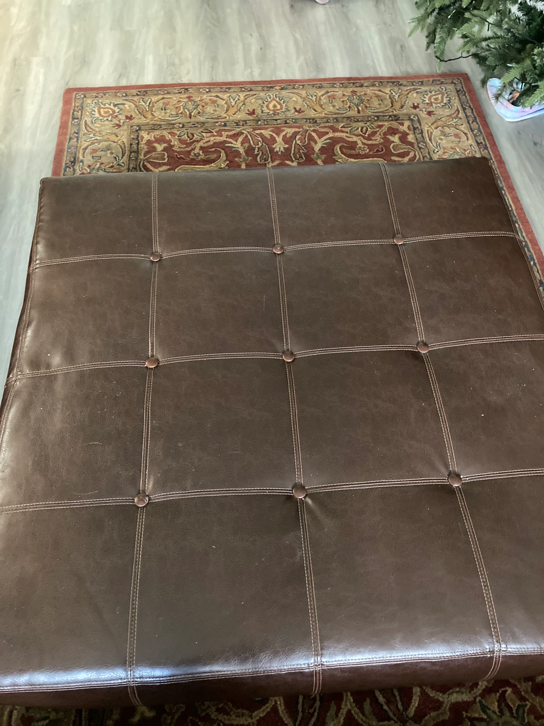 Brown Leather Sectional Sofa with Ottoman - photo 4