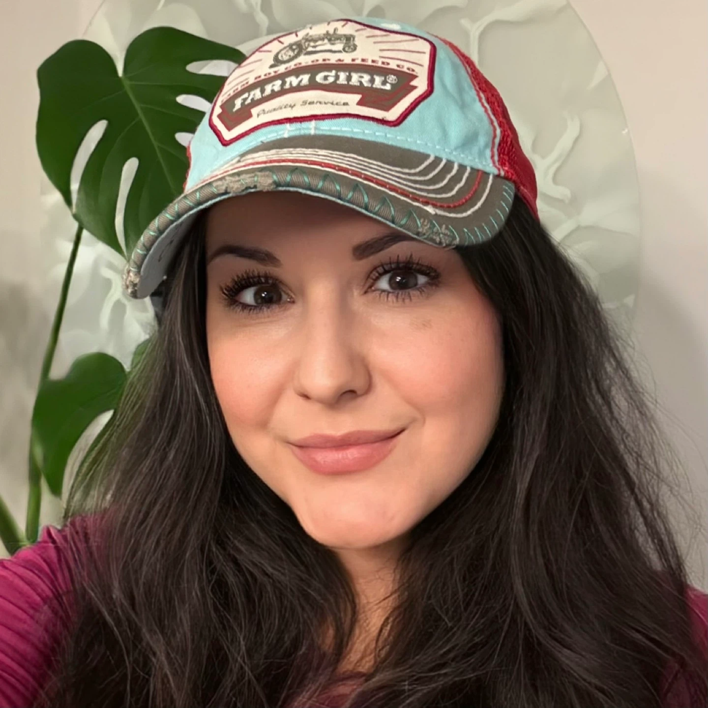 FARM GIRL Trucker Cap Tractor Patch Adjustable Mesh Back Hat
