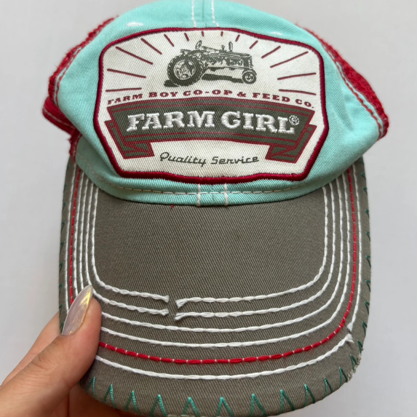 FARM GIRL Trucker Cap Tractor Patch Adjustable Mesh Back Hat - photo 3