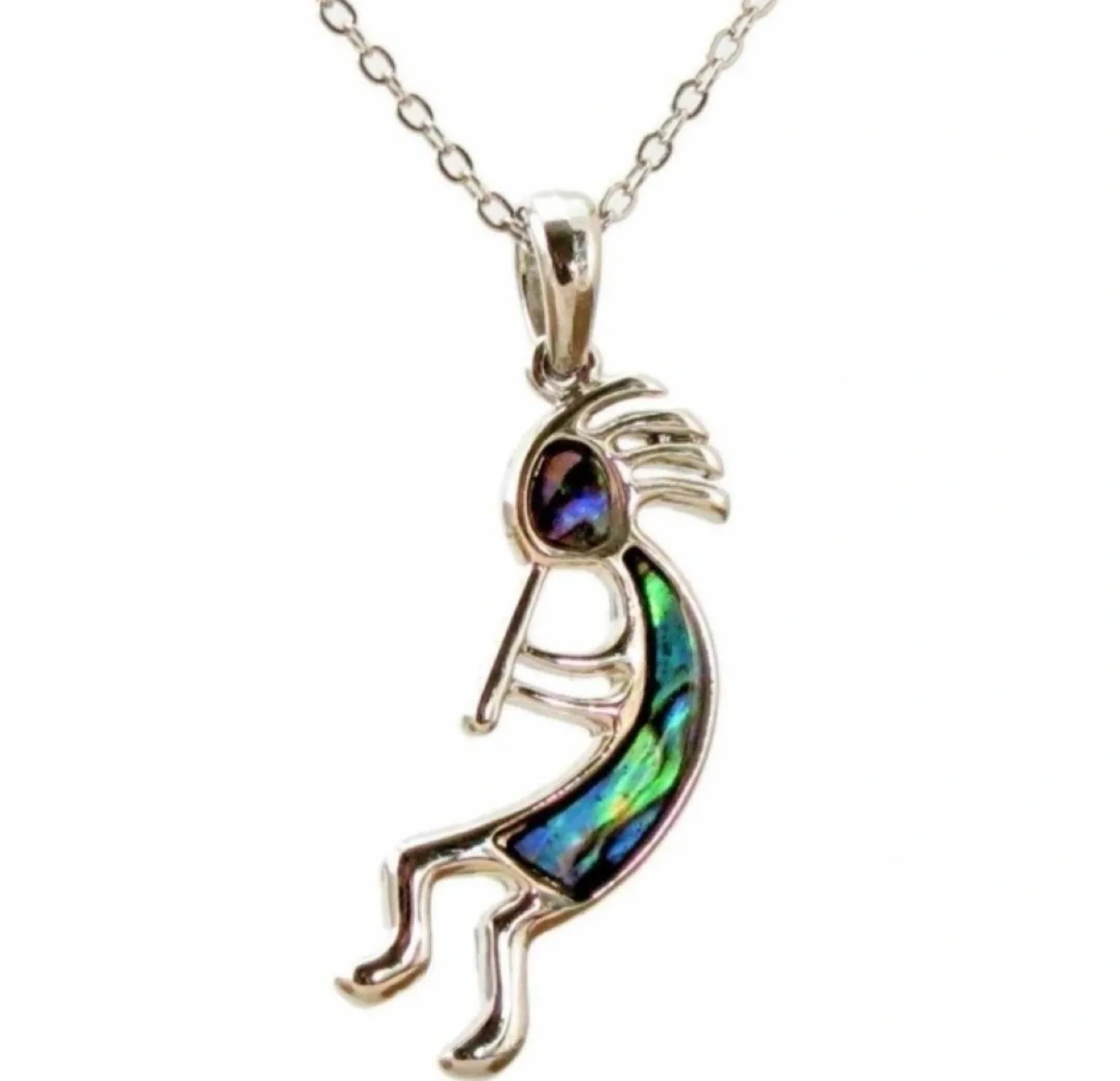 Kokopelli abalone fertility God pendant & Necklace