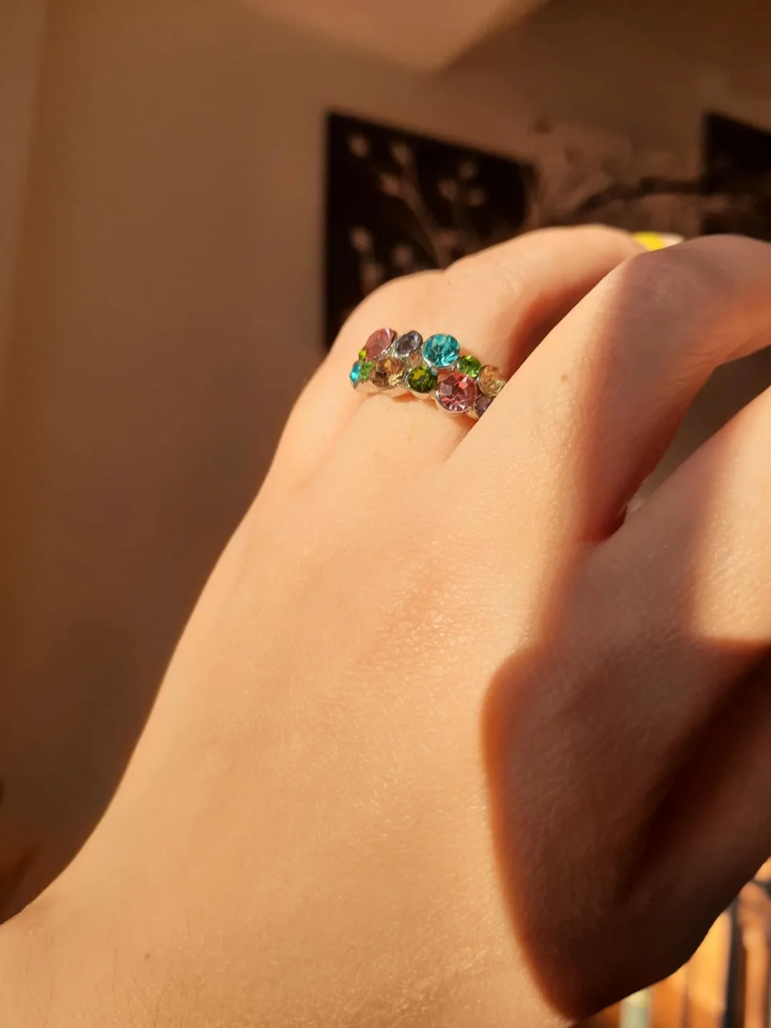 Multi-Colour Gemstone Ring size 7