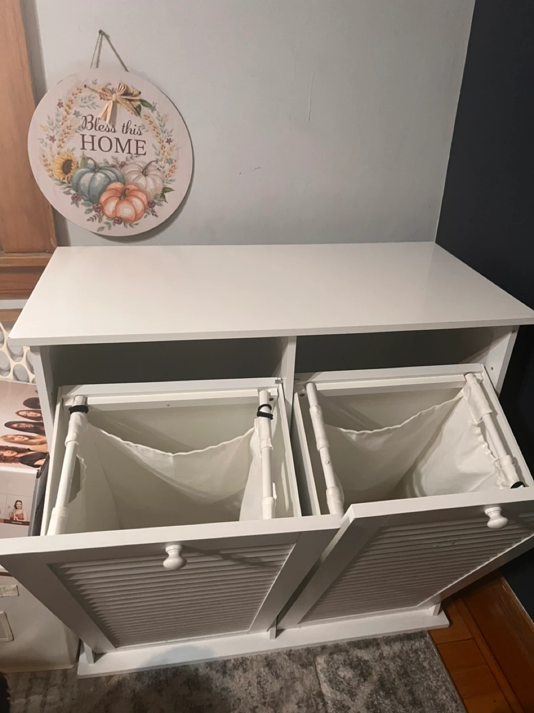 White Laundry Hamper Cabinet - photo 2