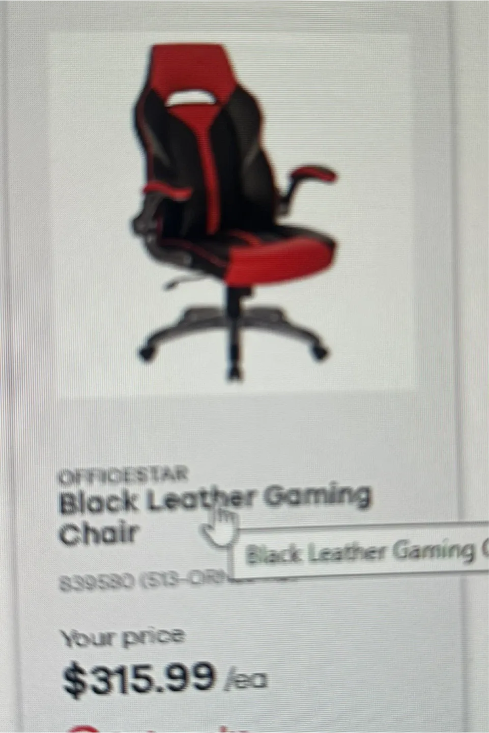 Officestar Black Leather Gaming Chair image indicator(2)