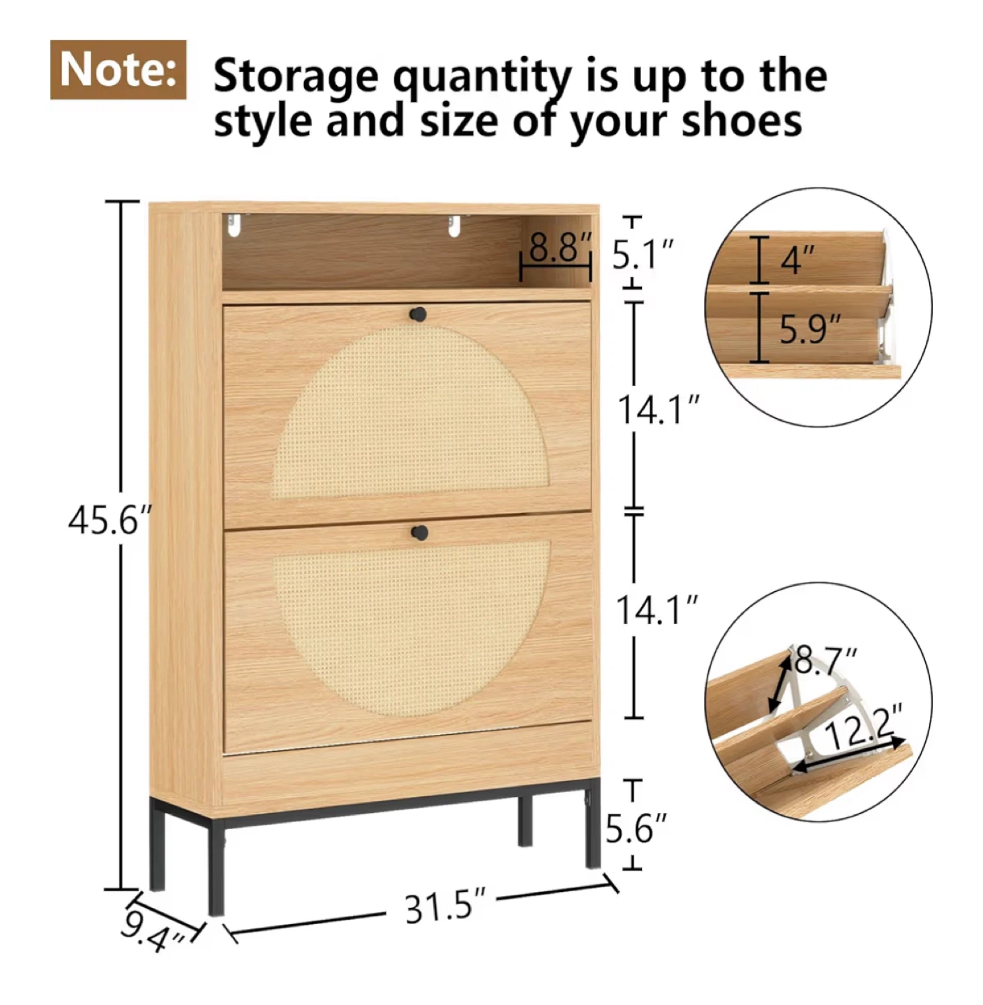 Shoe Storage Cabinet - Black - photo 4