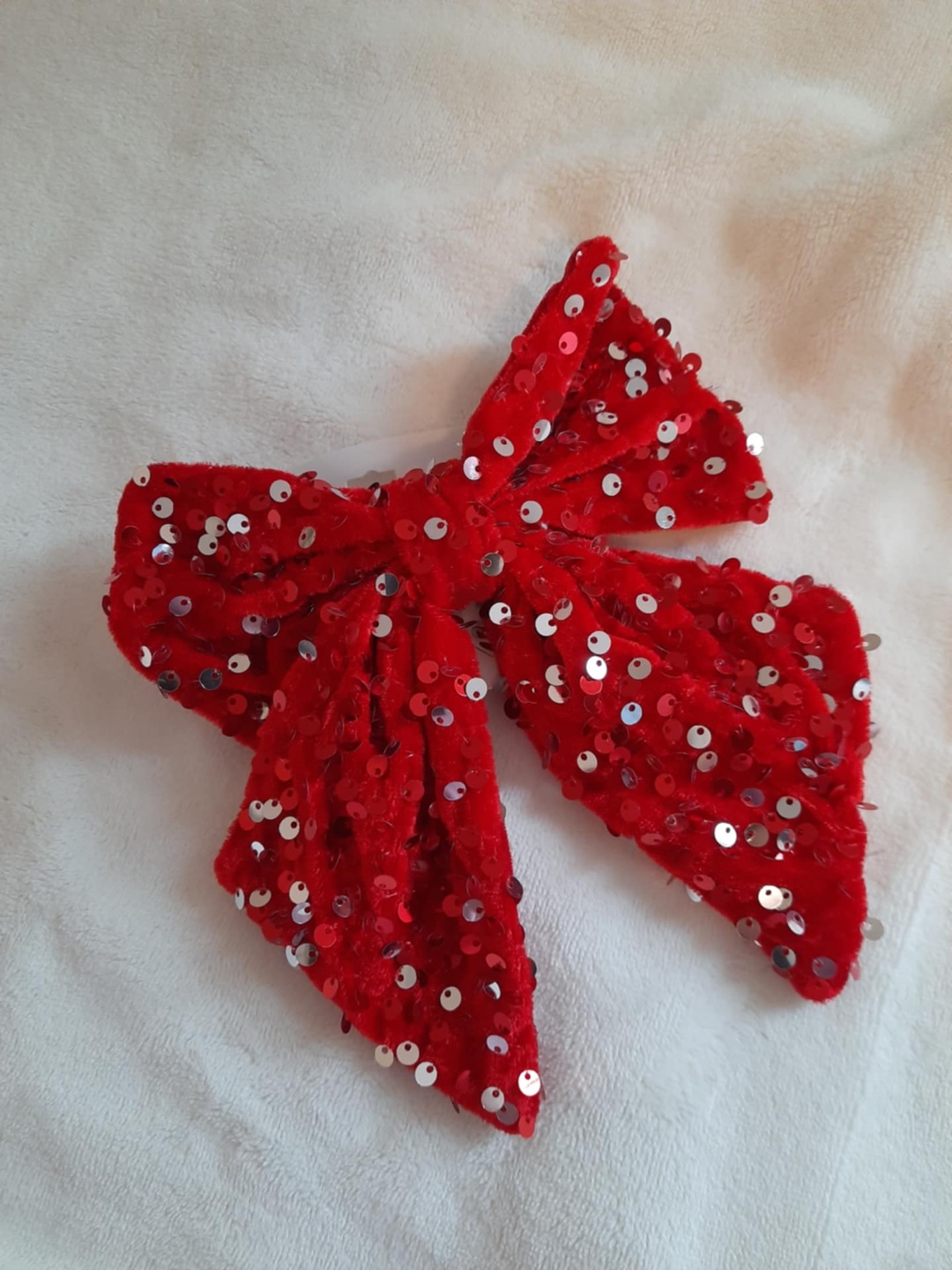 Red Sequin Bow Hair Clip