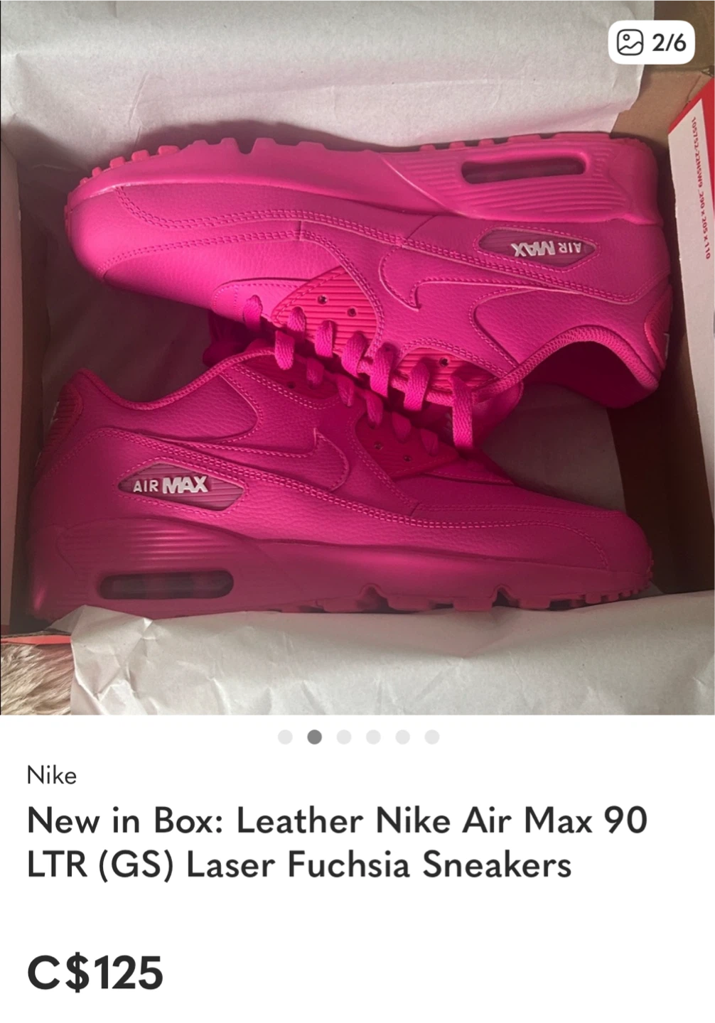 New Nike Air Max 90 LTR (GS) Laser Fuchsia - Size 6.5Y - photo 3