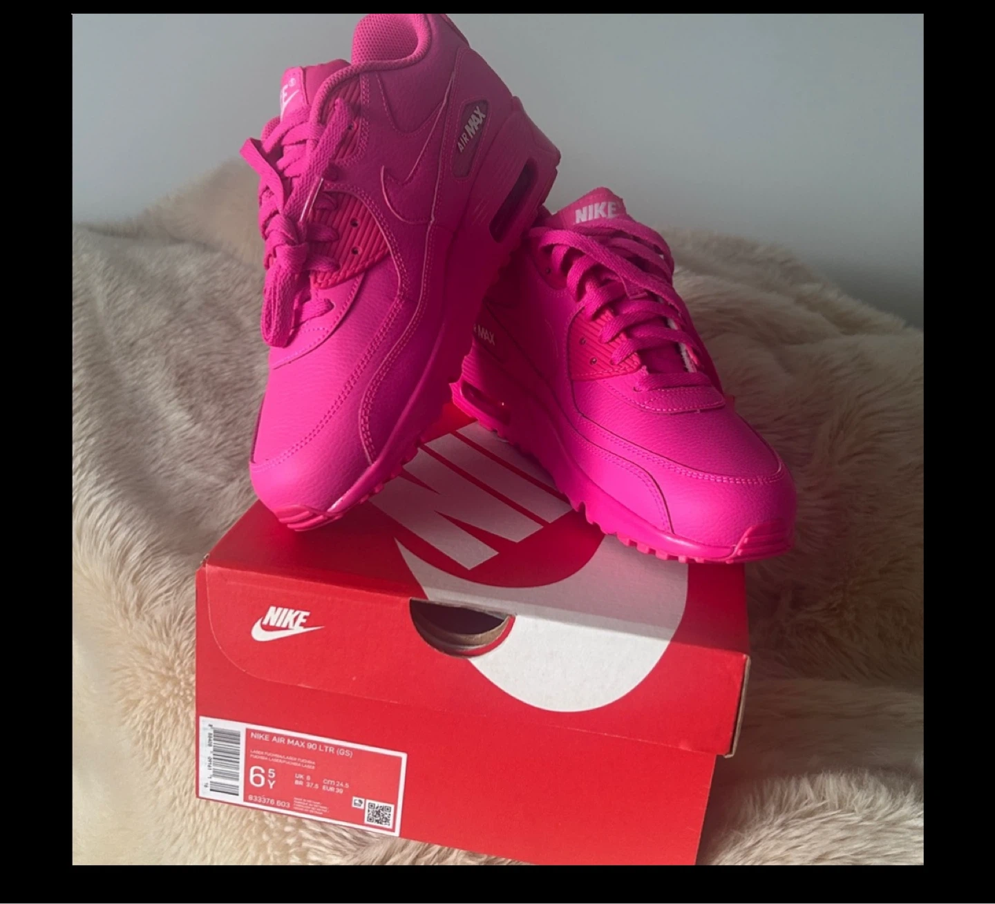 New Nike Air Max 90 LTR (GS) Laser Fuchsia - Size 6.5Y