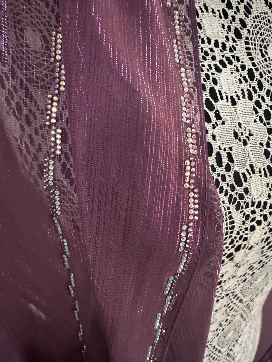 Purple Sheer Shawl with Rhinestone Detail - photo 2