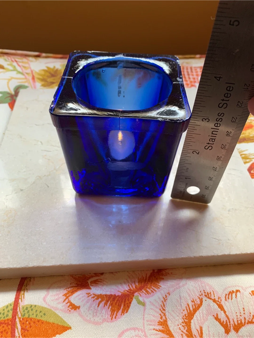 Blue Recycled Glass Candle Holder image indicator(5)