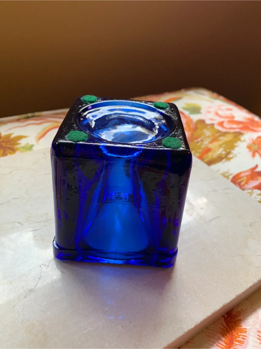 Blue Recycled Glass Candle Holder image indicator(8)