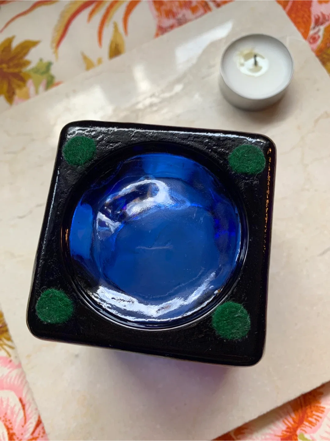 Blue Recycled Glass Candle Holder image indicator(7)