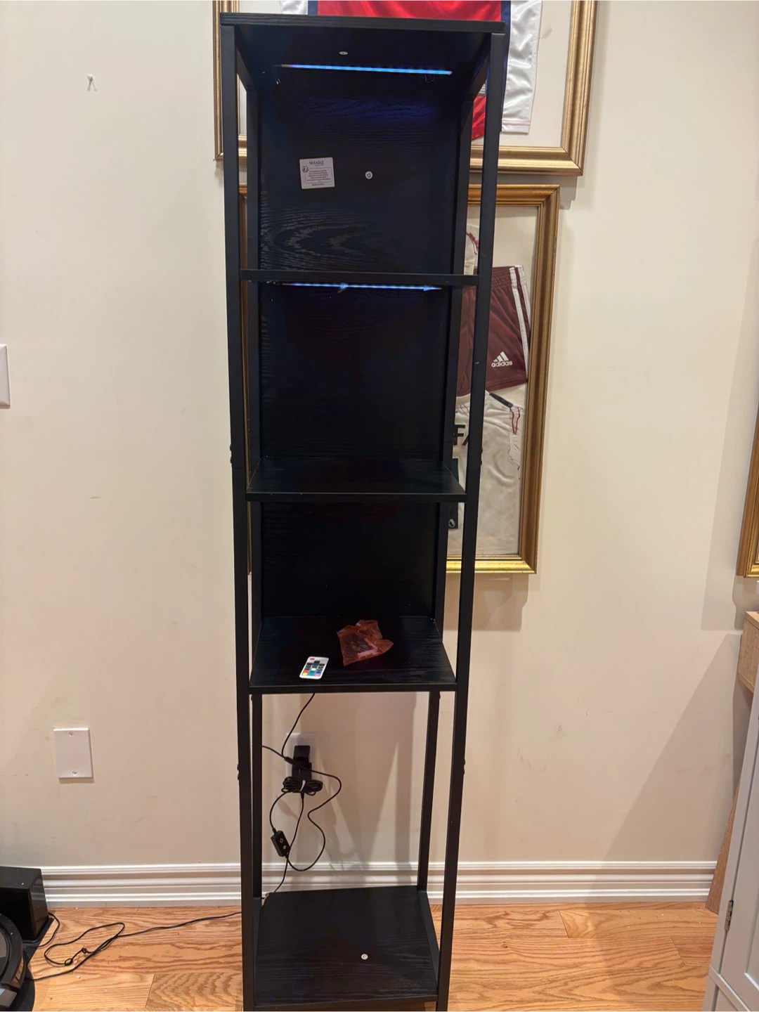 Black Bookshelf with LED Lighting-AS IS