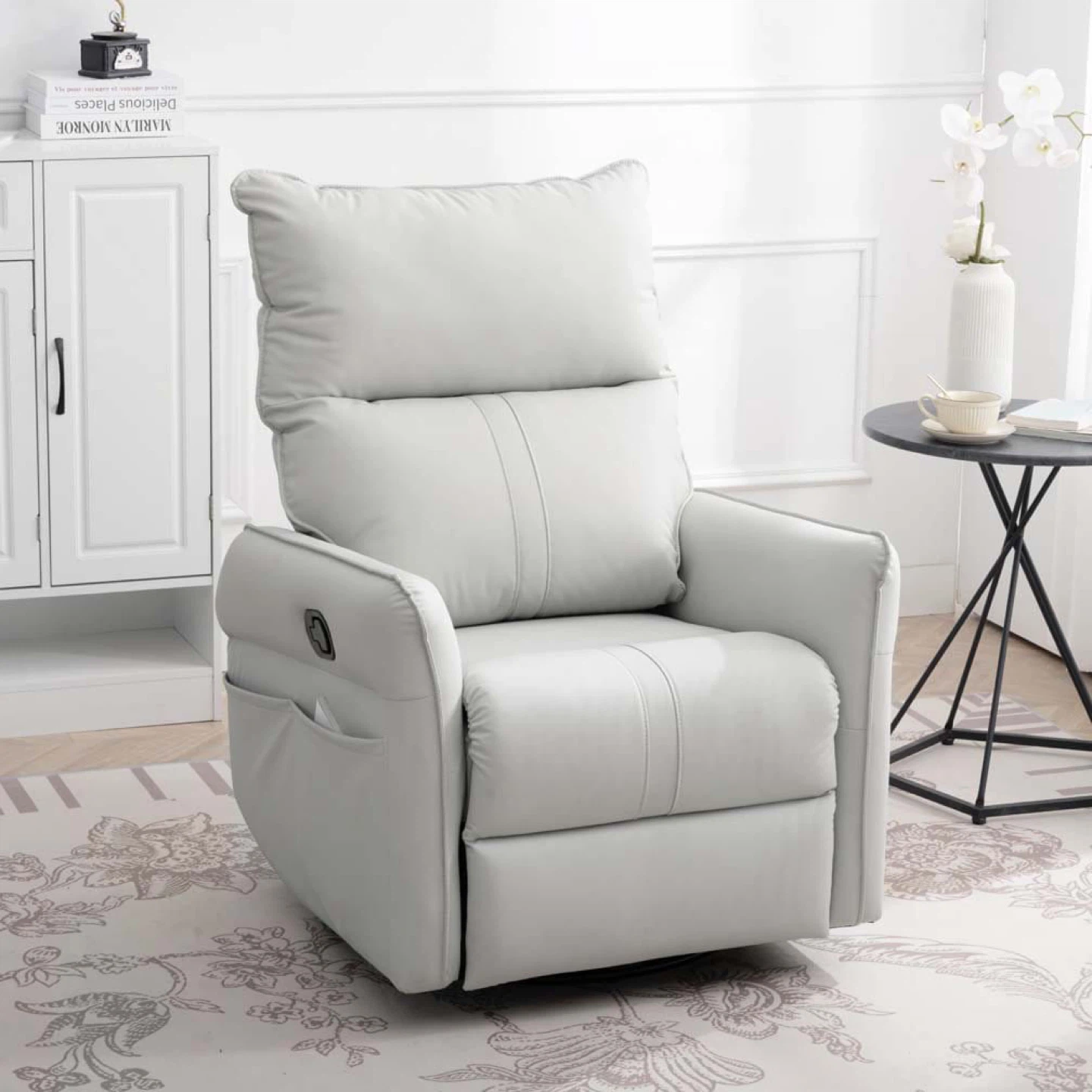 Swivel Glider Recliner - White - photo 5