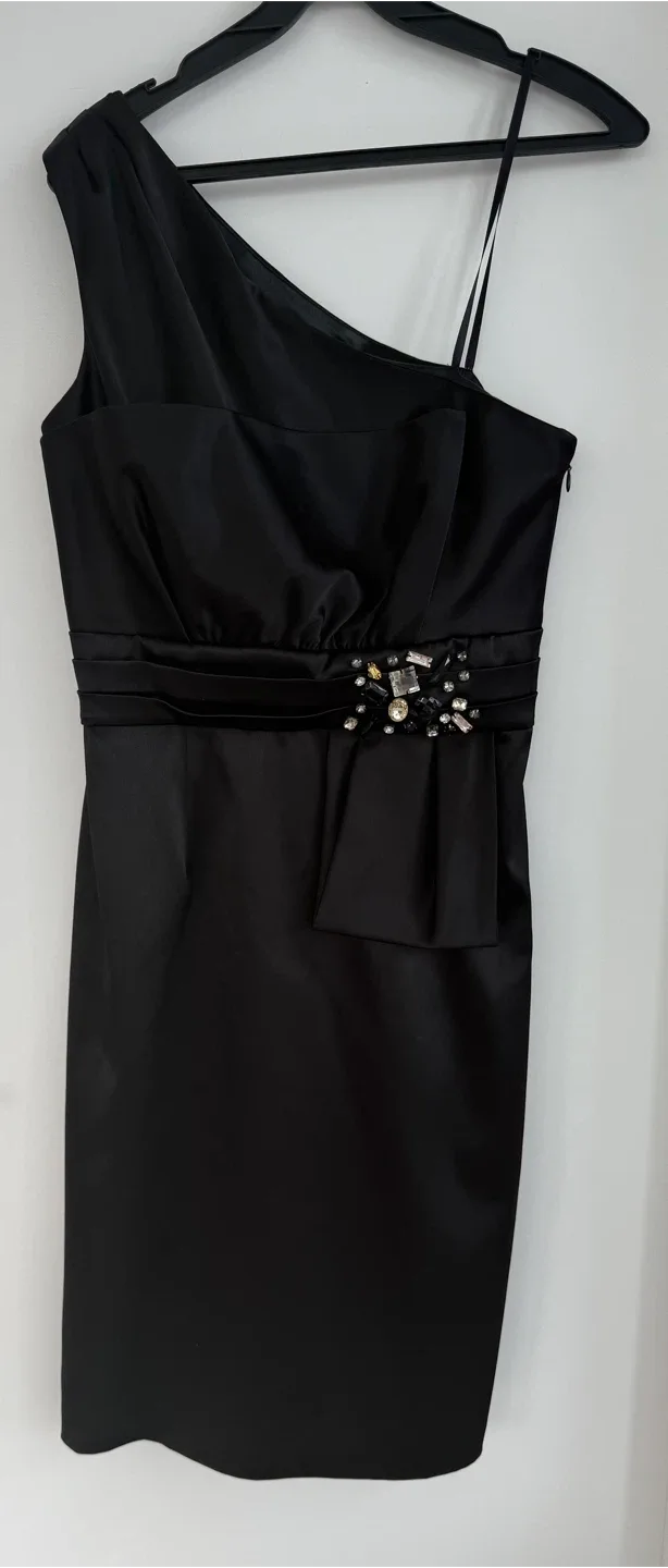 Black Cocktail Dress - One Shoulder thumbnail
