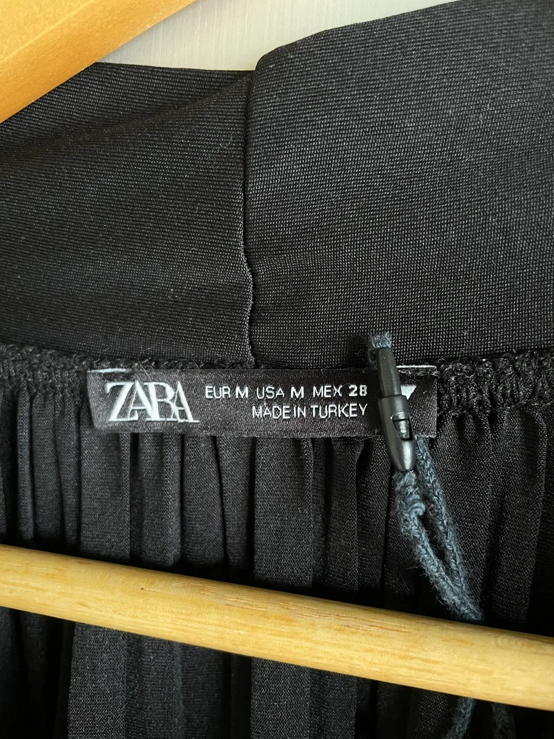 Zara Black Pleated Tie Neck Dress - Size M image indicator(2)