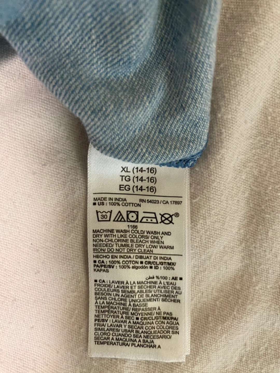 Old Navy Girls' Light Blue Denim Top - XL (14-16) - photo 4