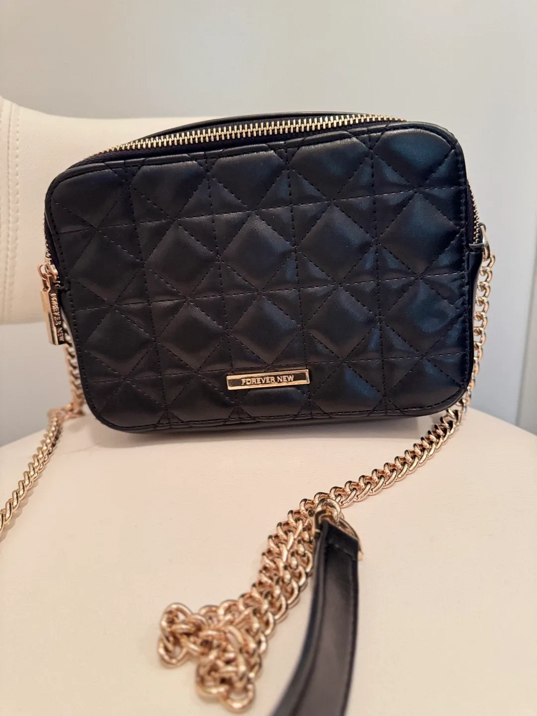 Forever New Black Quilted Crossbody Bag image indicator(2)