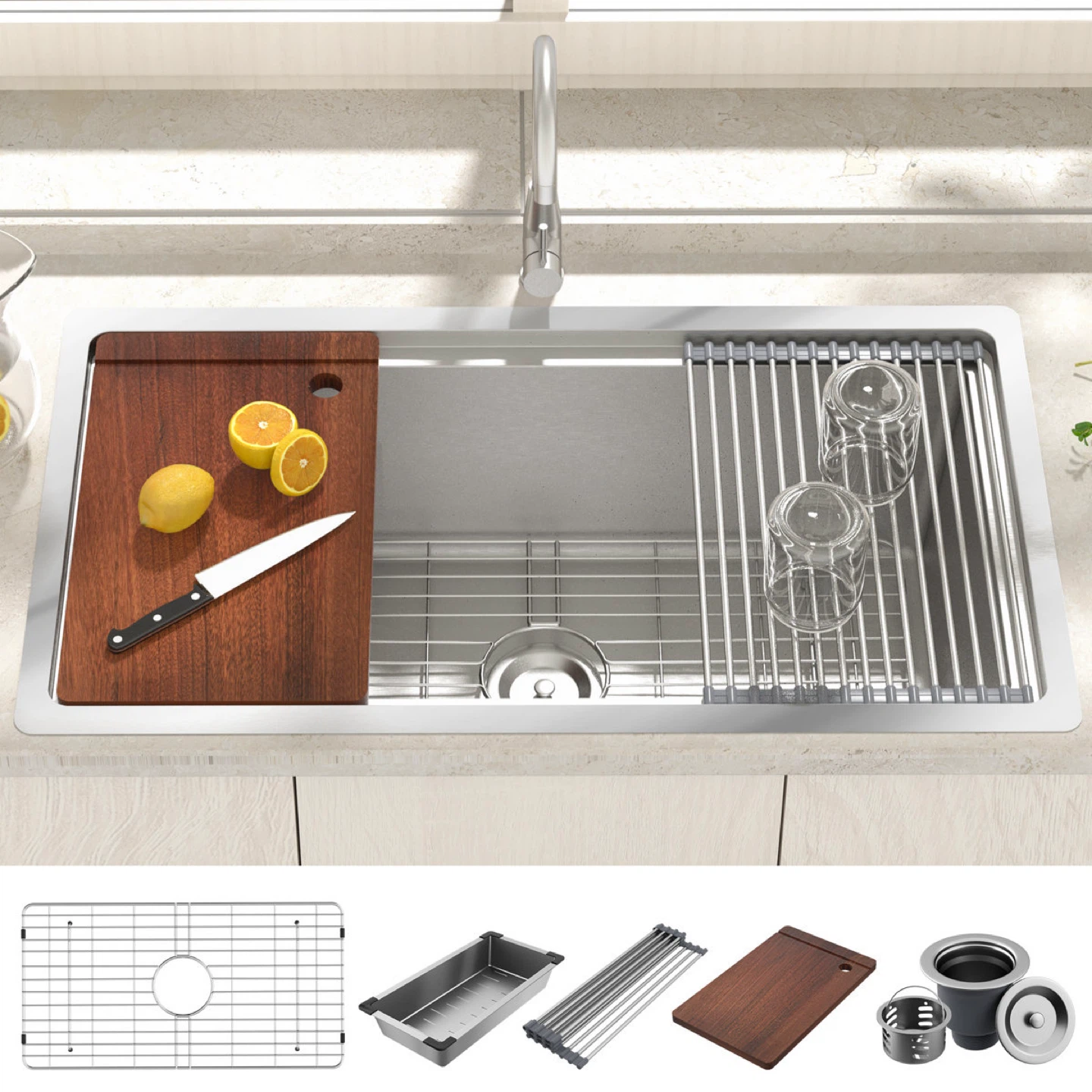 Workstation Kitchen Sink with Accessories - NEW