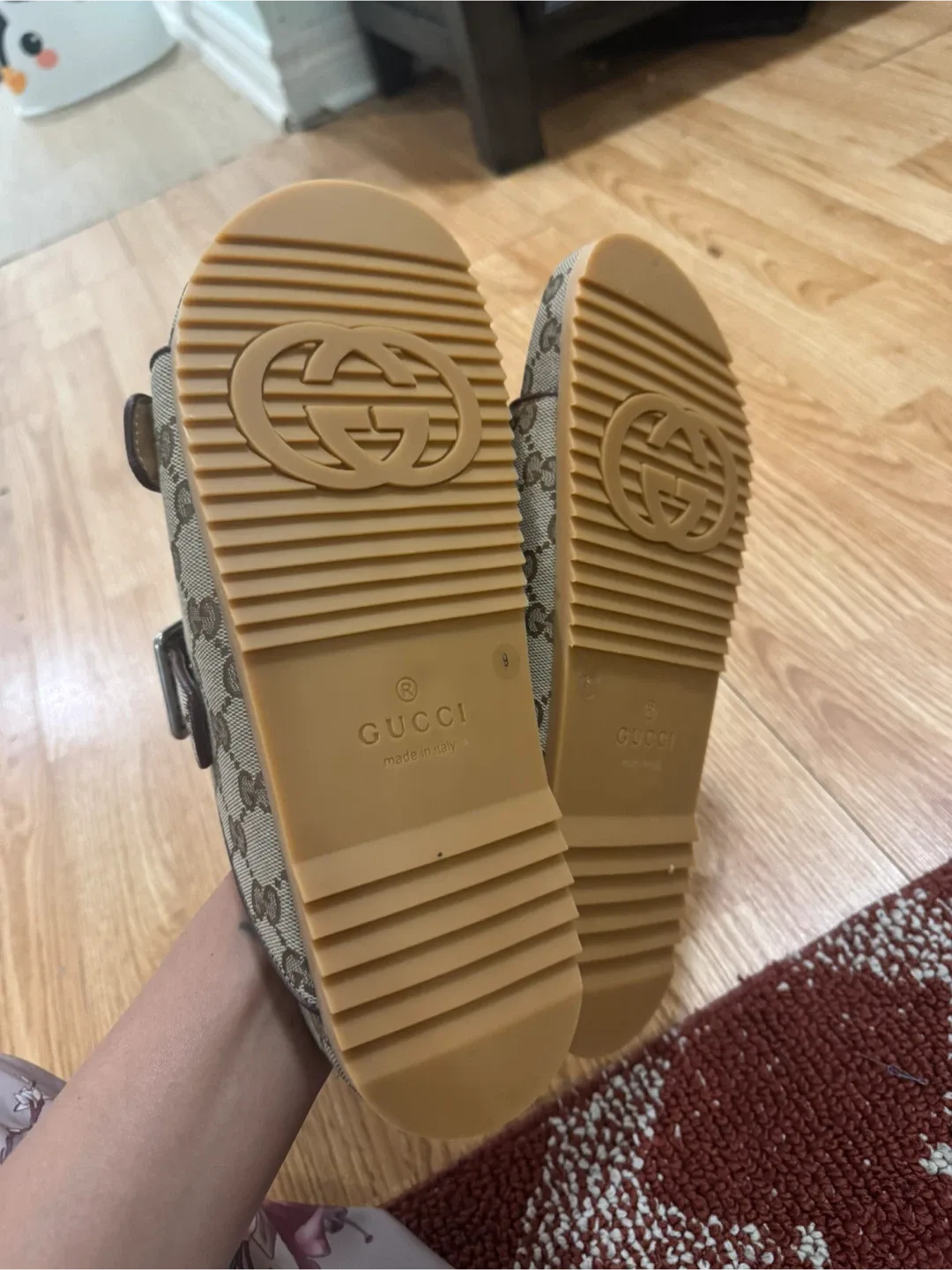 Gucci Monogram Slides Size 9 image indicator(2)