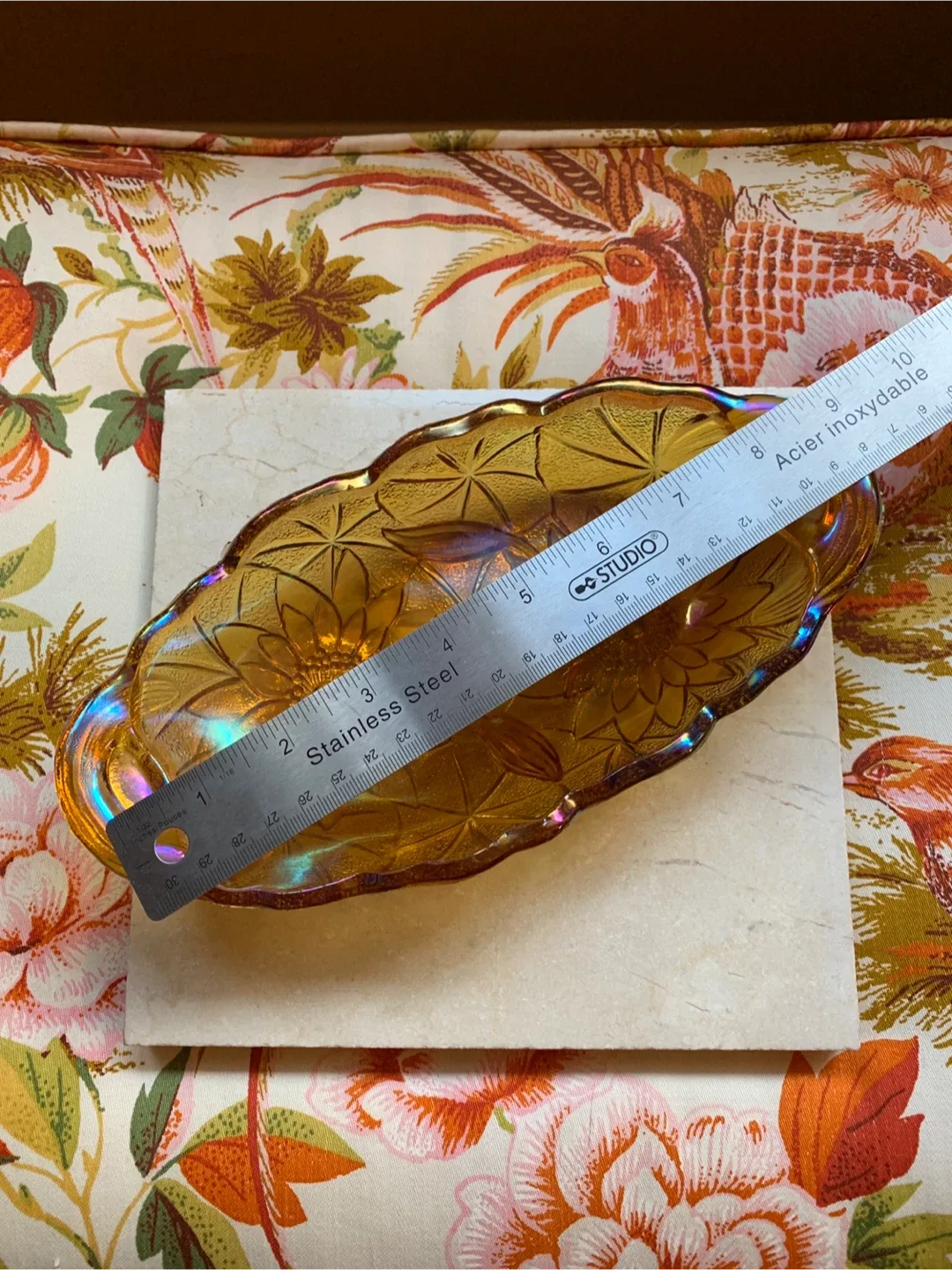 Vintage Marigold Iridescent Carnival Glass Dish image indicator(6)