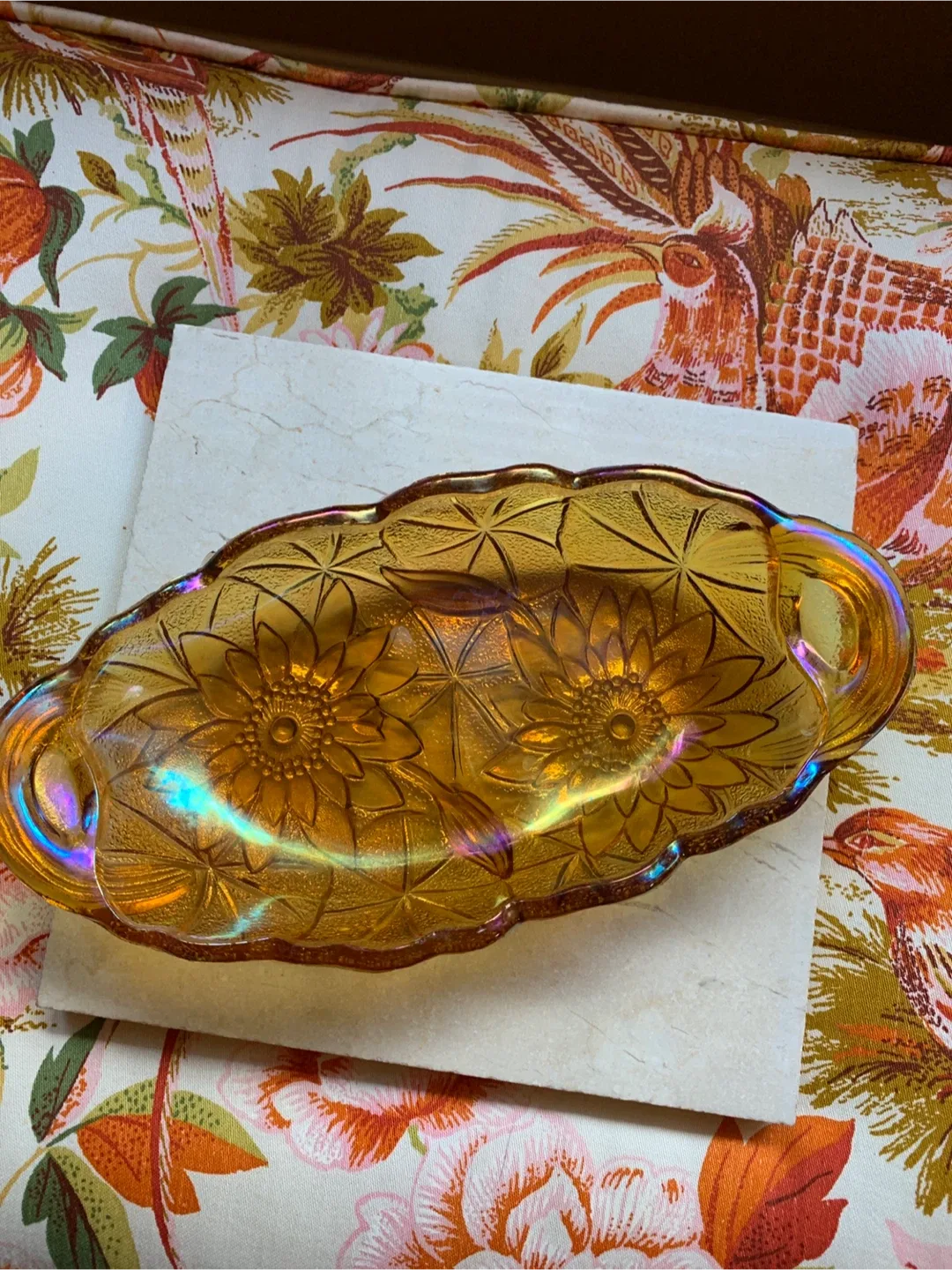 Vintage Marigold Iridescent Carnival Glass Dish image indicator(3)