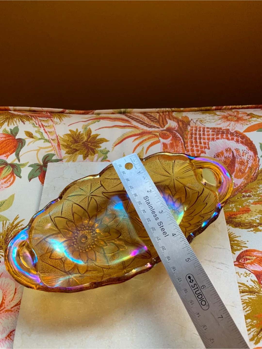Vintage Marigold Iridescent Carnival Glass Dish image indicator(7)