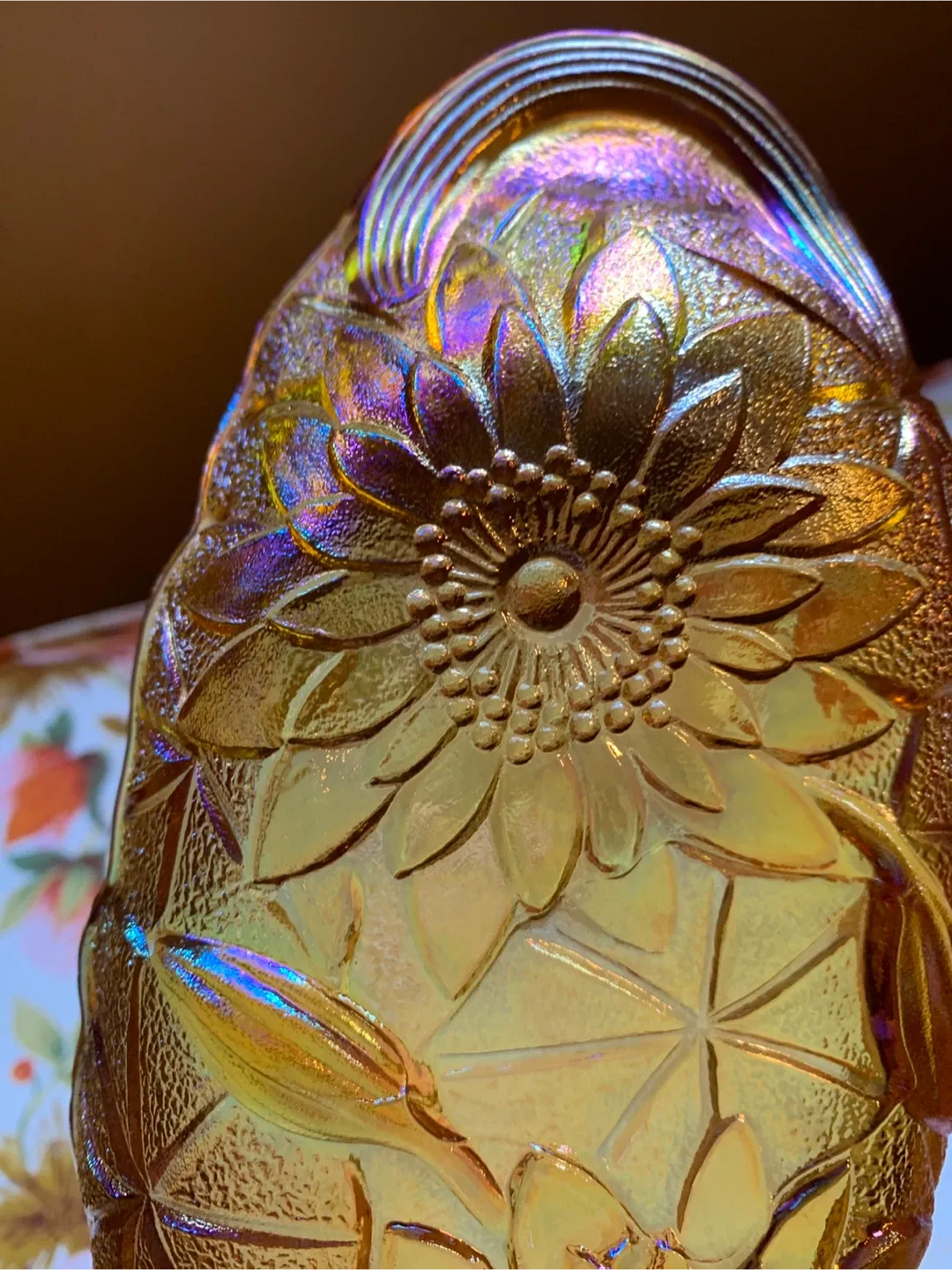 Vintage Marigold Iridescent Carnival Glass Dish image indicator(9)