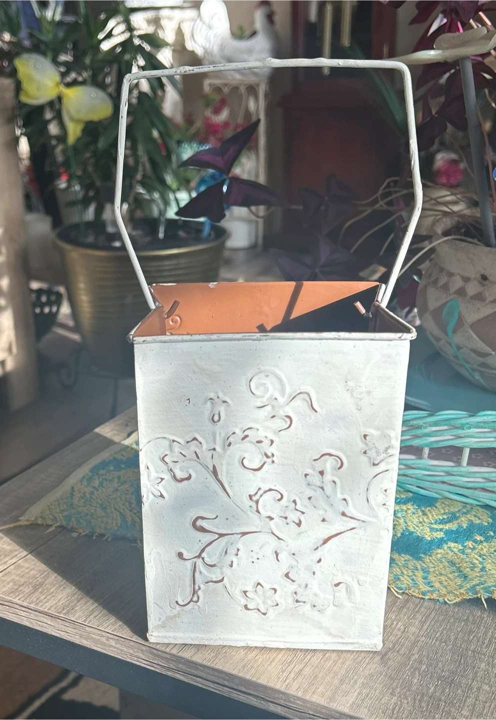 Metal Floral Design Bucket