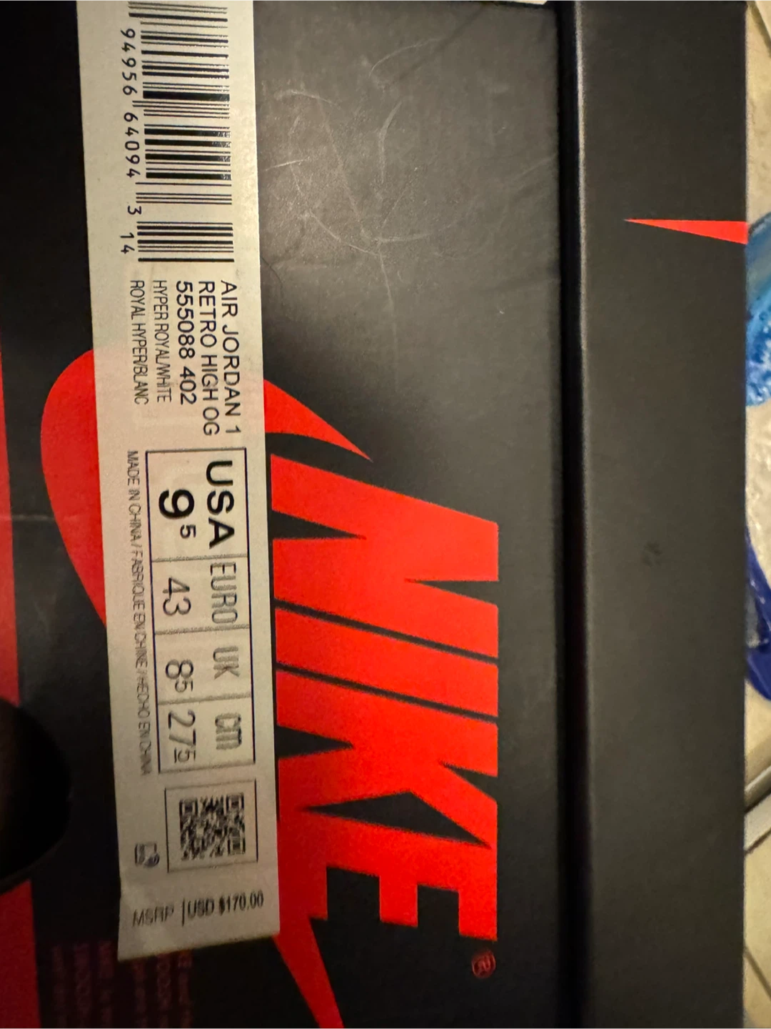 REP！Nike Air Jordan 1 Retro High OG Hyper Royal - Size 9.5 - photo 2