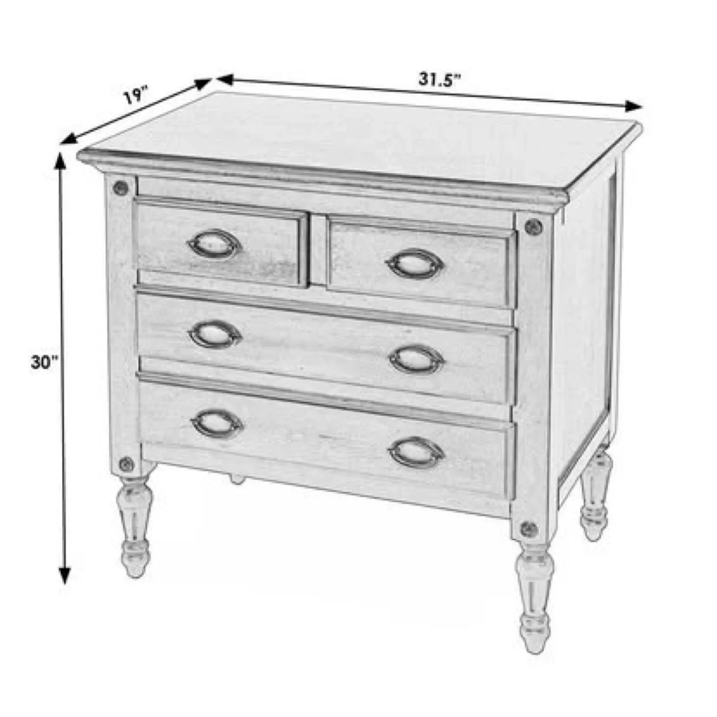 Black 4-Drawer Dresser (31.5" x 19" x 30") image indicator(4)