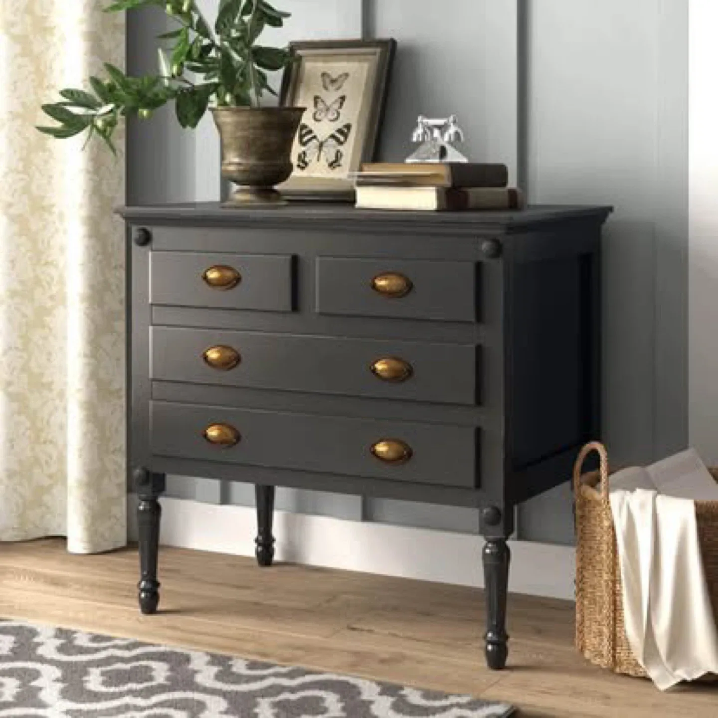 Black 4-Drawer Dresser (31.5" x 19" x 30") image indicator(2)