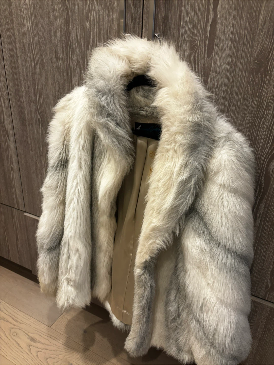 Signature Faux Fur Coat - Ivory/Grey