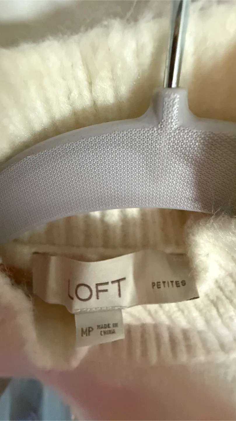 LOFT Petites Cream Polka Dot Sweater - MP image indicator(4)