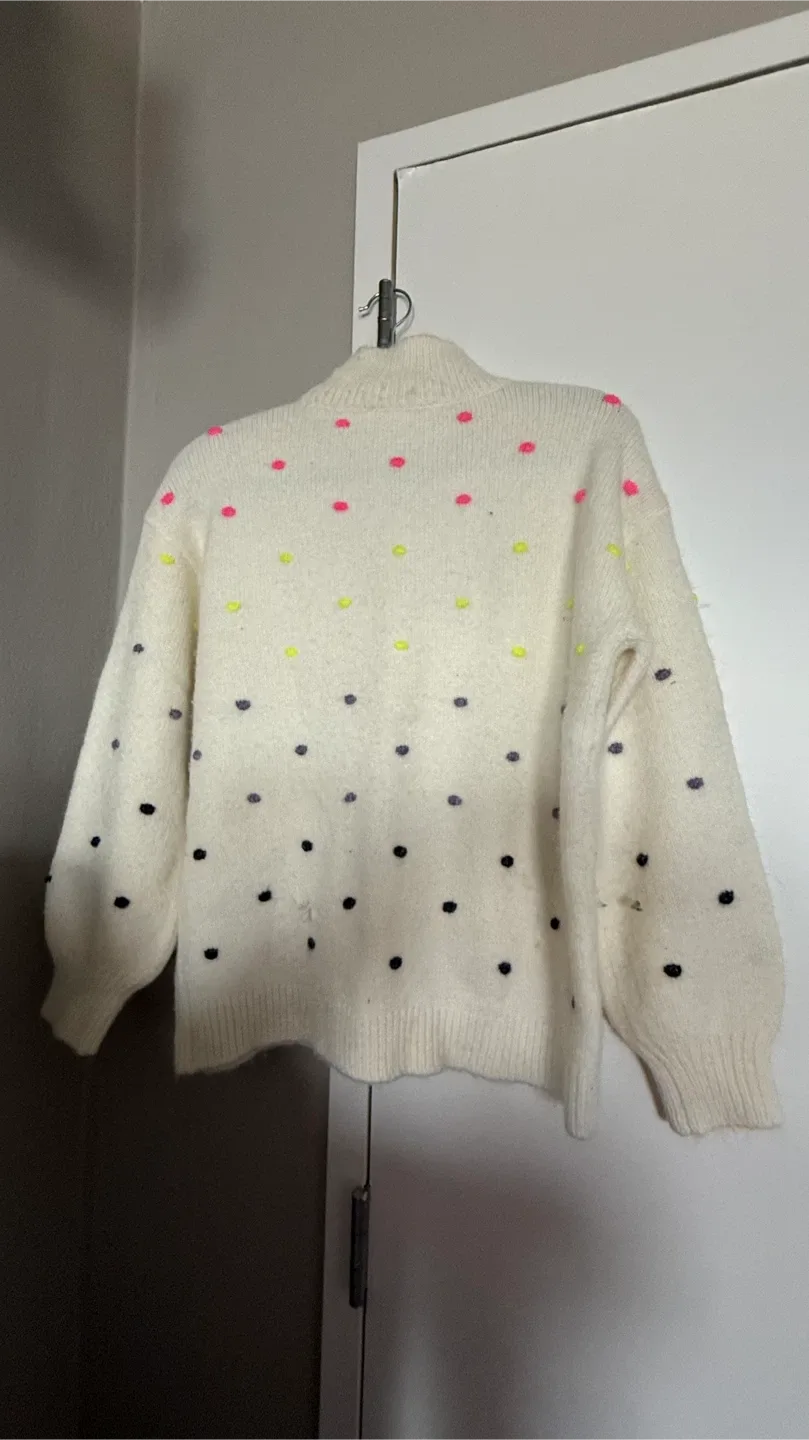 LOFT Petites Cream Polka Dot Sweater - MP image indicator(2)