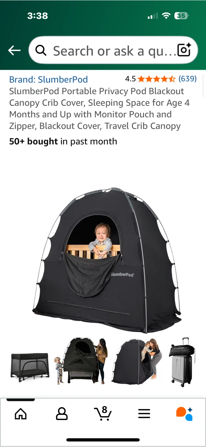 SlumberPod Portable Privacy Pod Blackout Canopy Crib Cover - photo 2