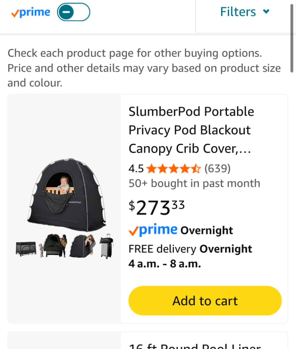 SlumberPod Portable Privacy Pod Blackout Canopy Crib Cover