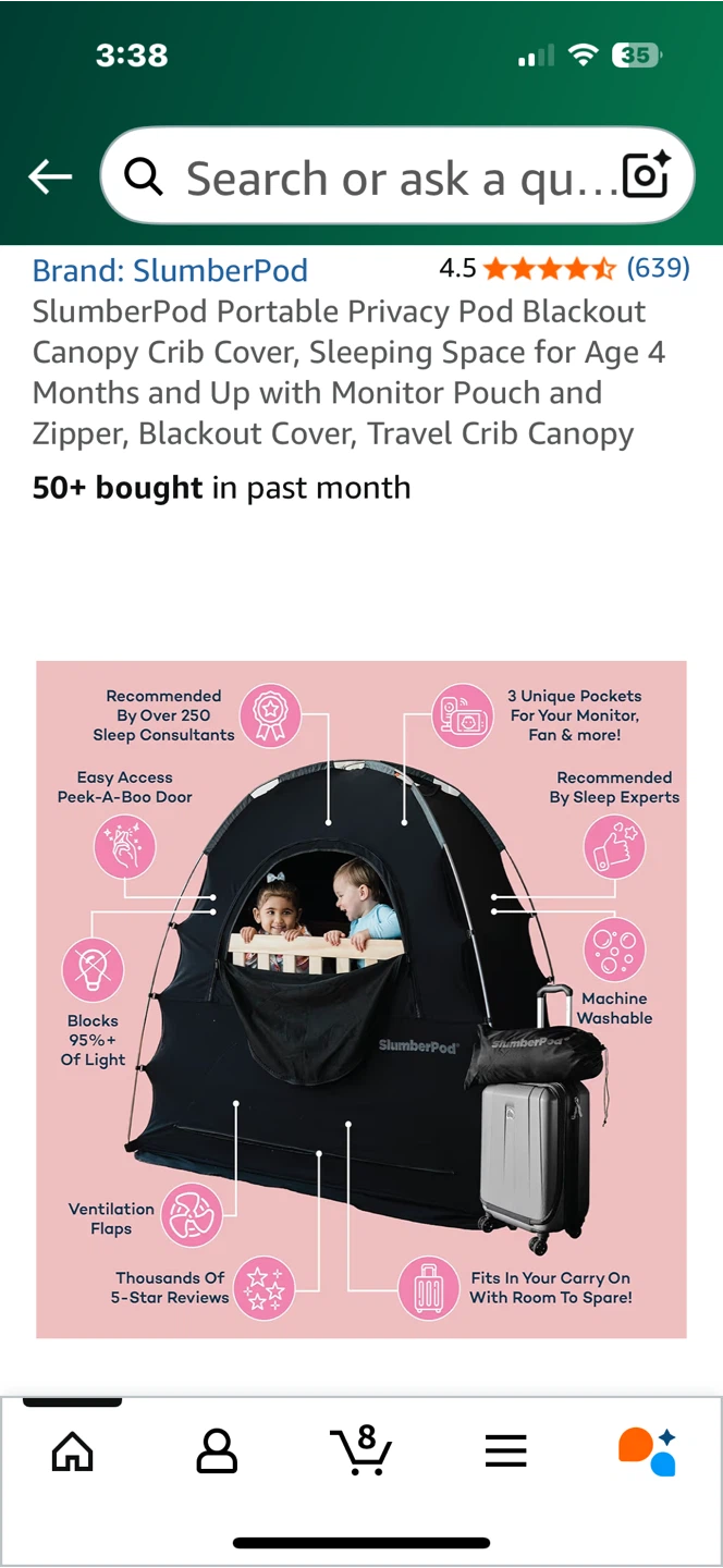 SlumberPod Portable Privacy Pod Blackout Canopy Crib Cover - photo 5